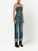 Alexander McQueen Turn-Up Hem High-Waisted Straight-Leg Jeans Blue