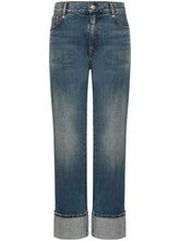 Alexander McQueen Turn-Up Hem High-Waisted Straight-Leg Jeans Blue