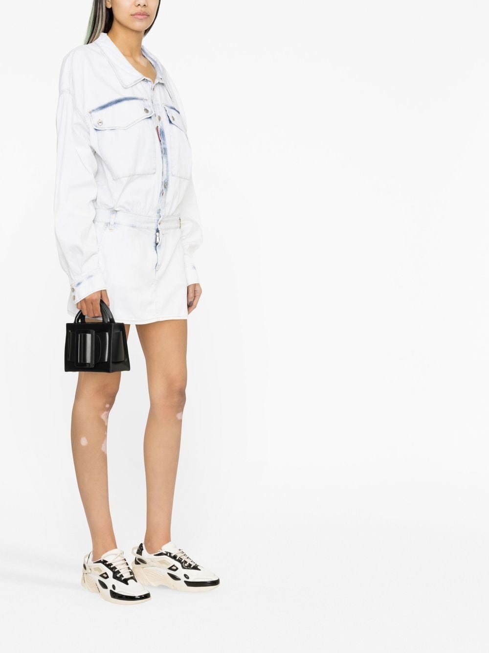 Dsquared2 Light Wash Denim Mini Dress Clear Blue
