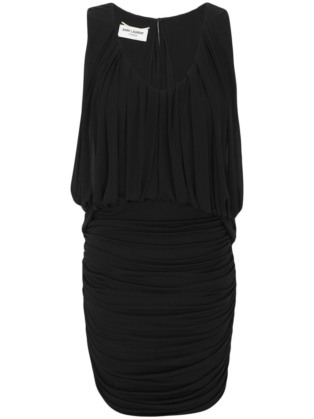 Saint Laurent Sleeveless Draped Mini Dress Black