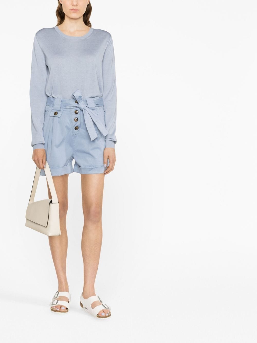 Woolrich Stretch cotton twill shorts Light Blue
