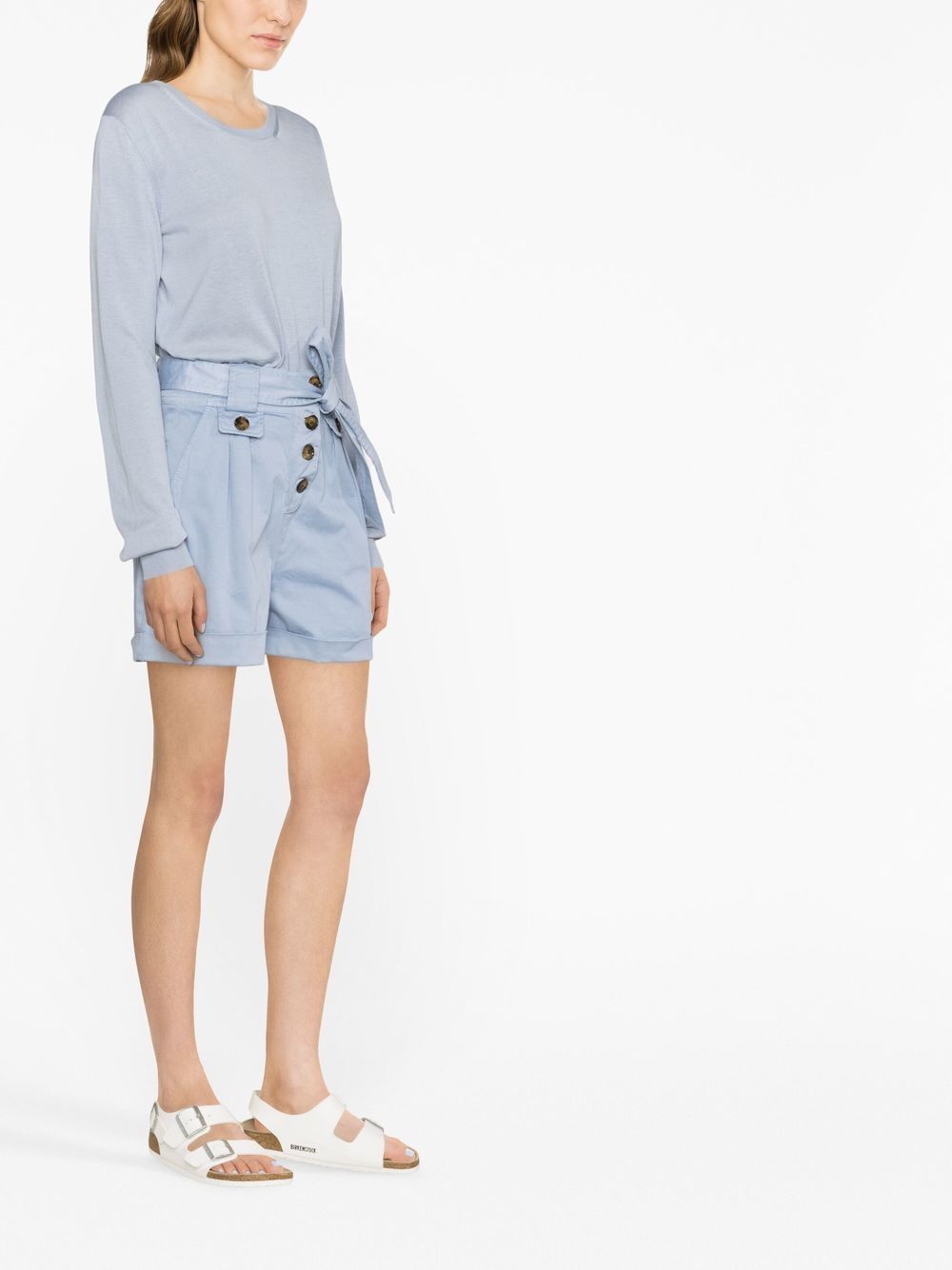 Woolrich Stretch cotton twill shorts Light Blue