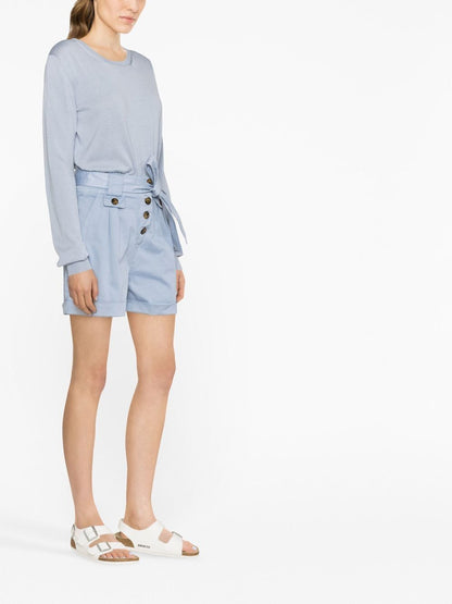 Woolrich Stretch cotton twill shorts Light Blue