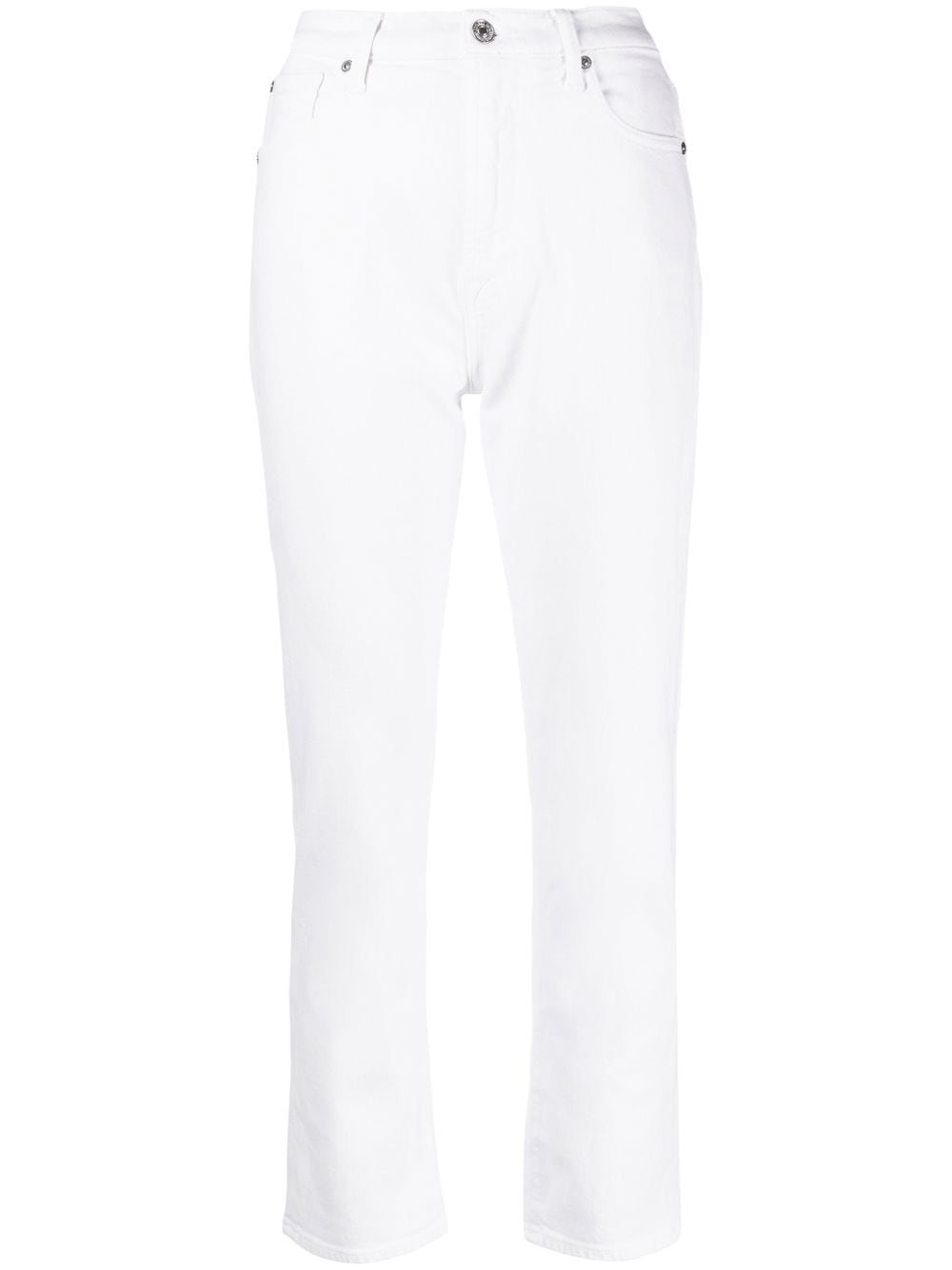 Seven Cropped Slim-Fit White Jeans White