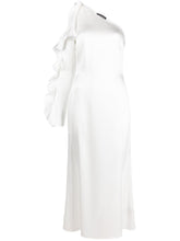 David Koma One-Shoulder Ruffled Midi Dress White