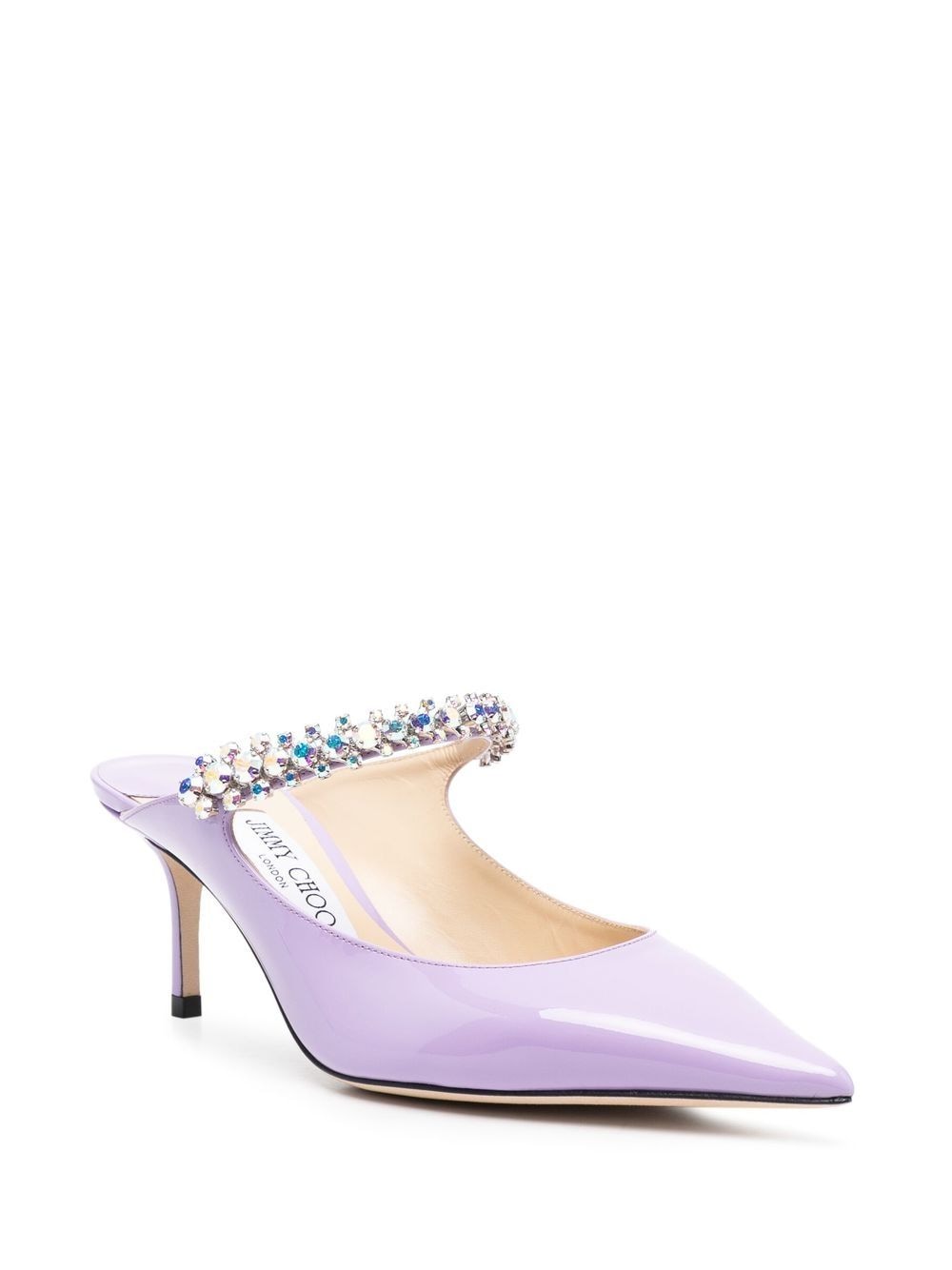 Jimmy Choo Crystal Bing 65mm Mules Lilac