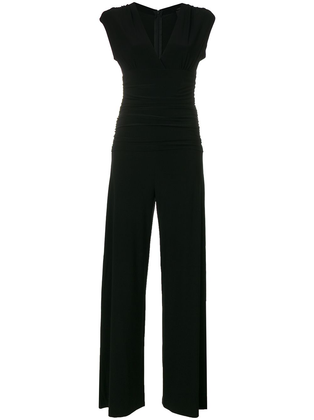 Norma Kamali Straight Pants V-Neck Jumpsuit Black