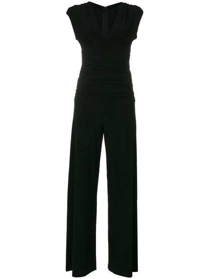 Norma Kamali Straight Pants V-Neck Jumpsuit Black