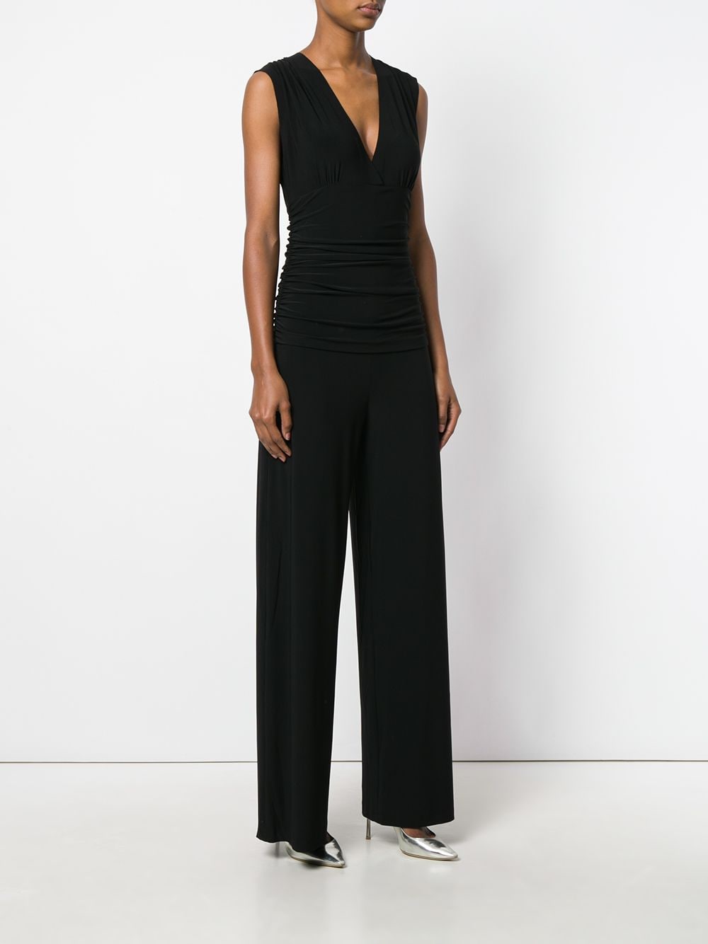 Norma Kamali Straight Pants V-Neck Jumpsuit Black