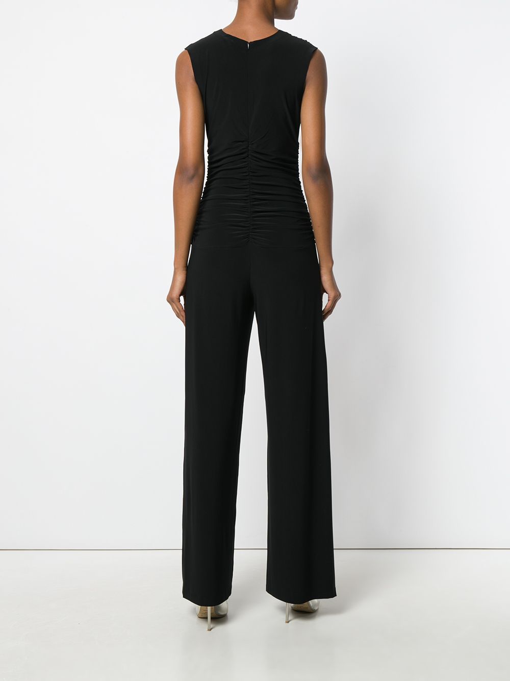 Norma Kamali Straight Pants V-Neck Jumpsuit Black