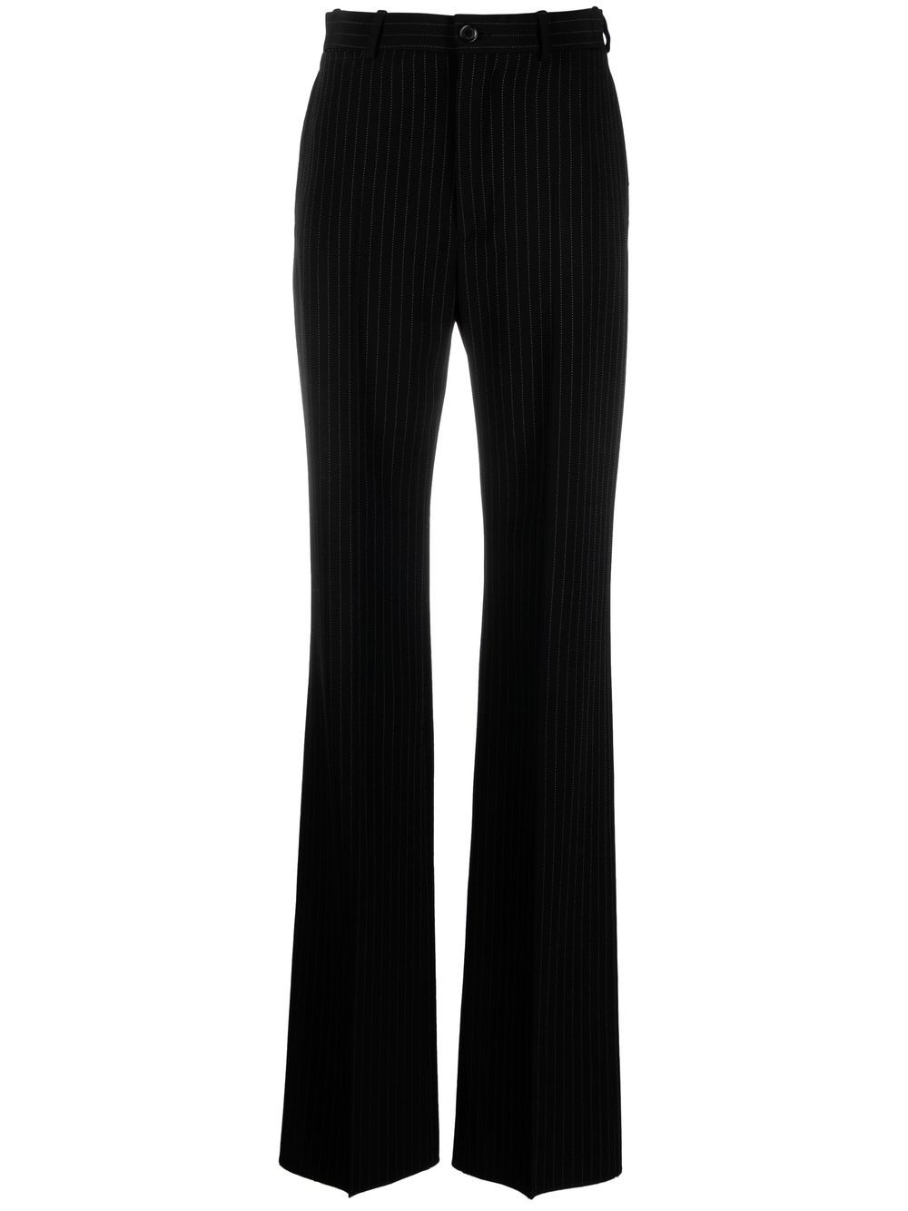 Balenciaga Pinstripe High-Rise Straight-Leg Trousers Black Black