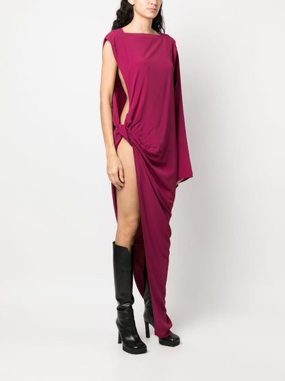 Rick Owens Draped Asymmetric Maxi Dress Fuchsia