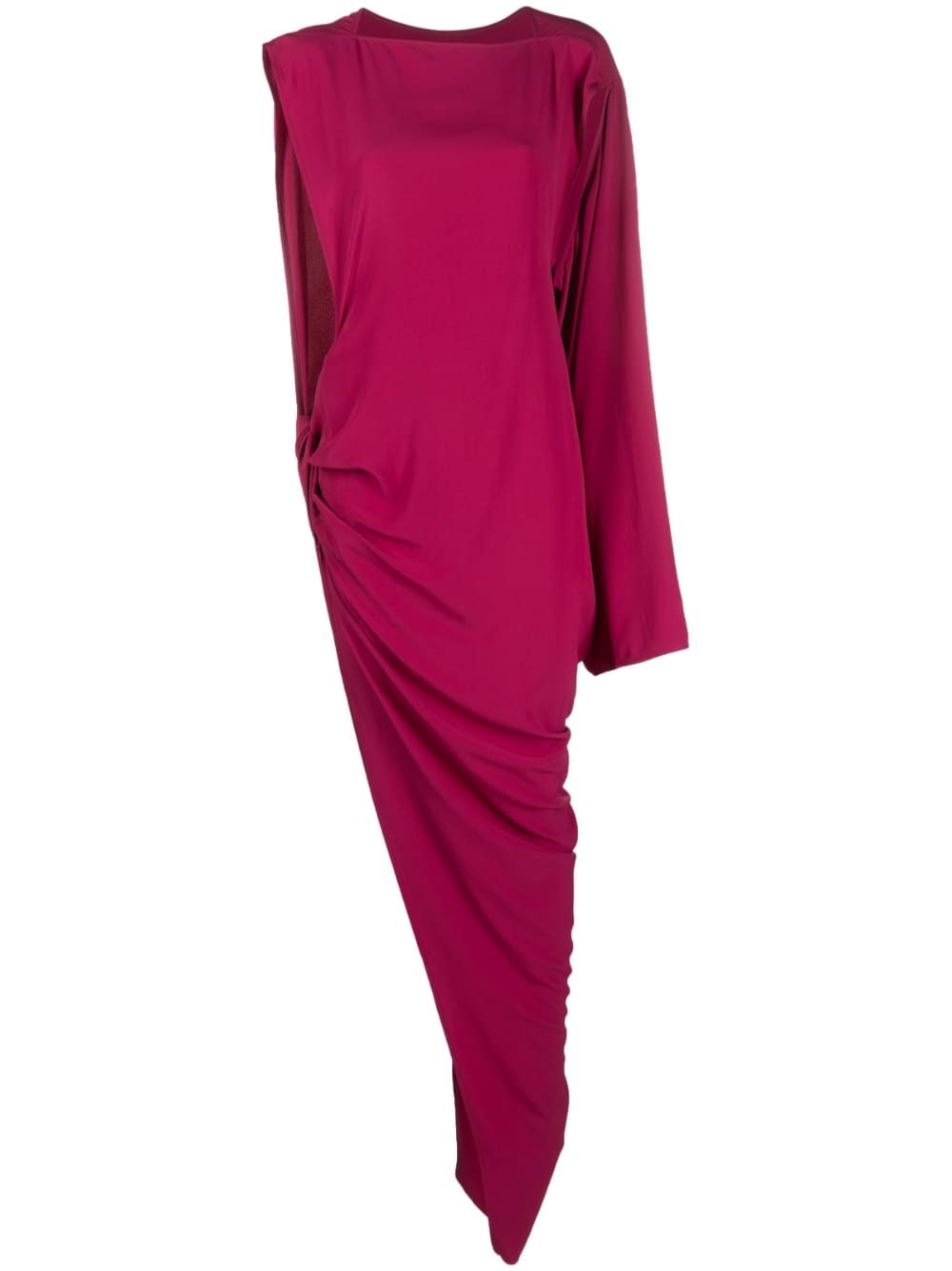 Rick Owens Draped Asymmetric Maxi Dress Fuchsia