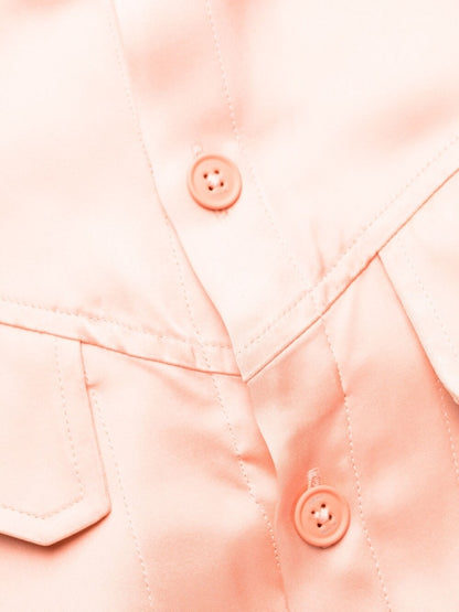 Off White Twist-Detail Satin Shirt Dress Pink