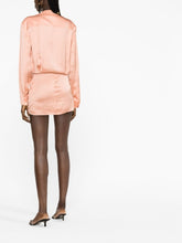Off White Twist-Detail Satin Shirt Dress Pink