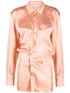 Off White Twist-Detail Satin Shirt Dress Pink