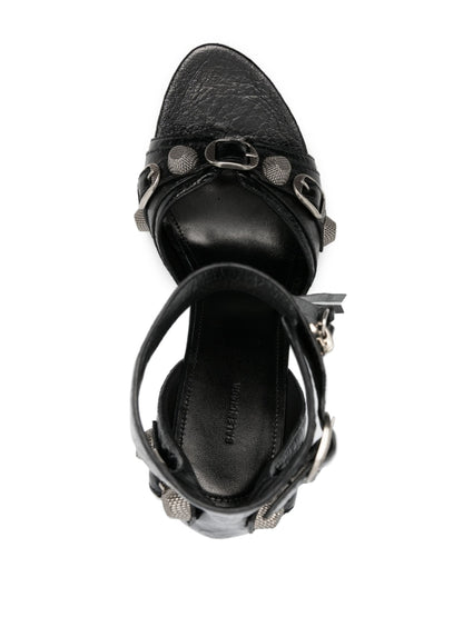 Balenciaga Cagole 110mm Leather Sandals Black