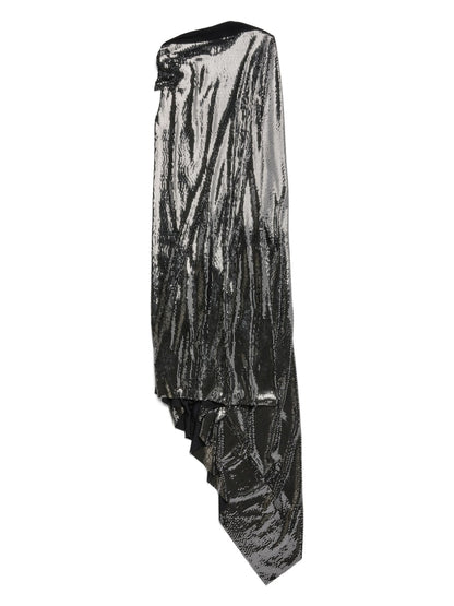 Balenciaga Metallic Effect Draped Midi Dress Black