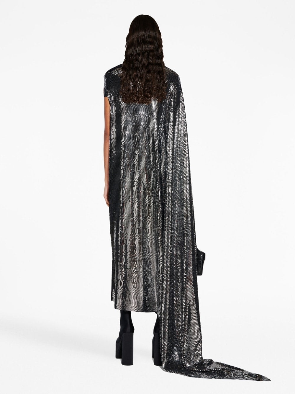 Balenciaga Metallic Effect Draped Midi Dress Black