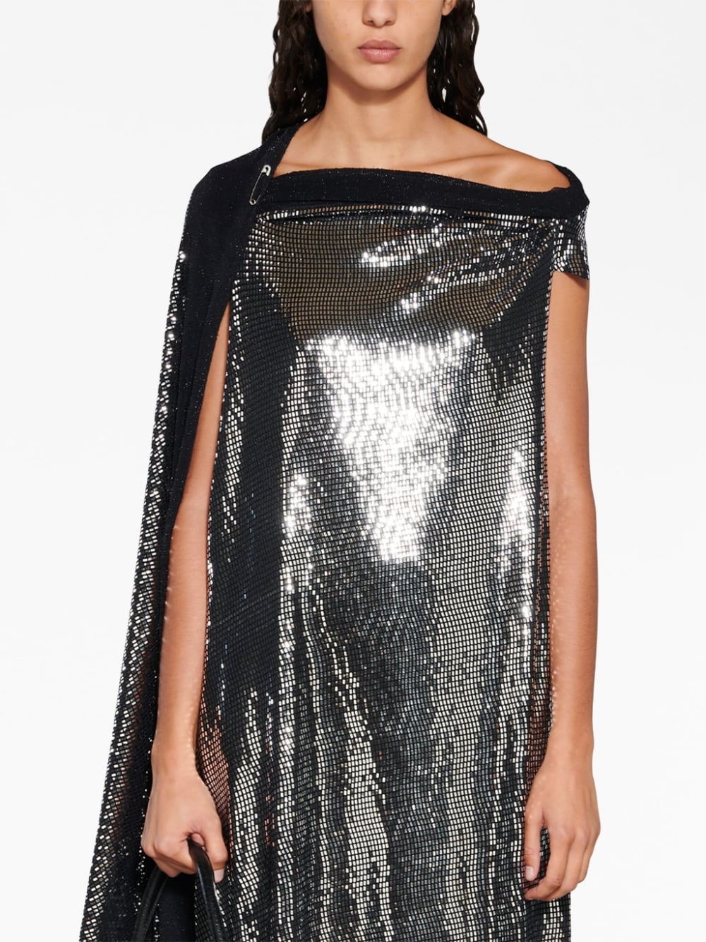 Balenciaga Metallic Effect Draped Midi Dress Black