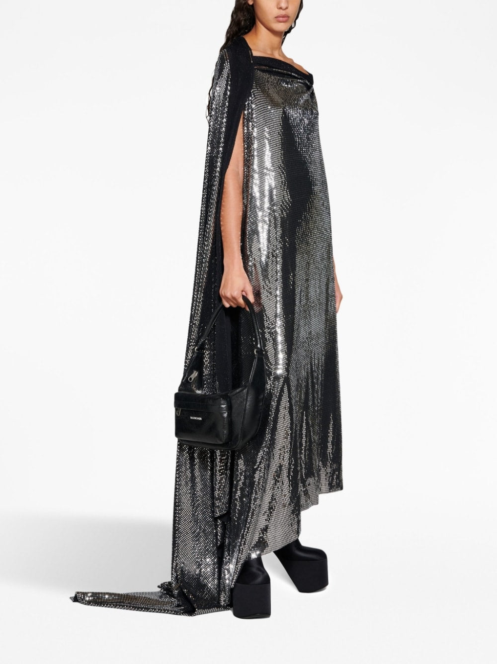 Balenciaga Metallic Effect Midi Dress Black