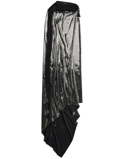 Balenciaga Metallic Effect Draped Midi Dress Black