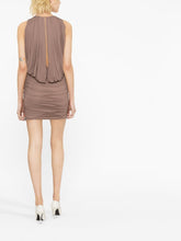 Saint Laurent Sleeveless Draped Mini Dress Brown