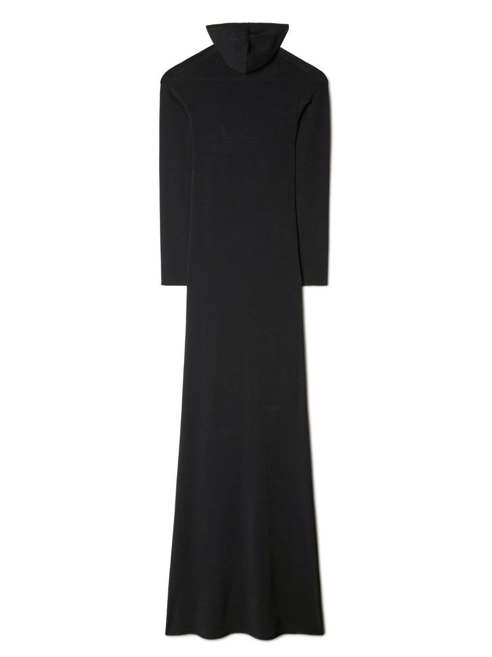 Off White High-Neck Floral-Appliqué Hooded Long Dress Black