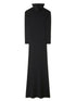 Off White High-Neck Floral-Appliqué Hooded Long Dress Black
