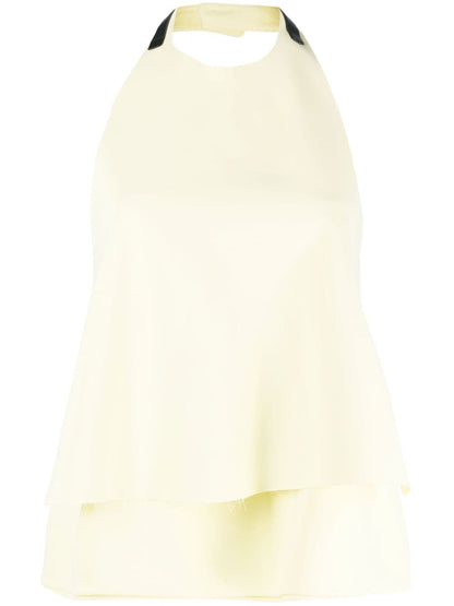 Jil Sander Halterneck Tiered Open-Back Top Yellow