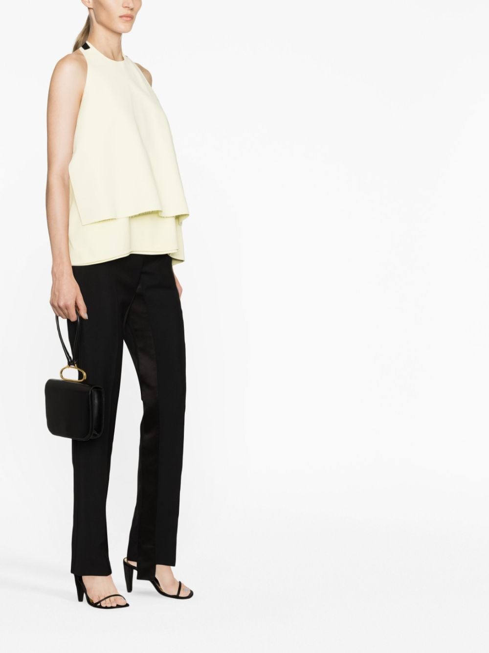 Jil Sander Halterneck Tiered Open-Back Top Yellow