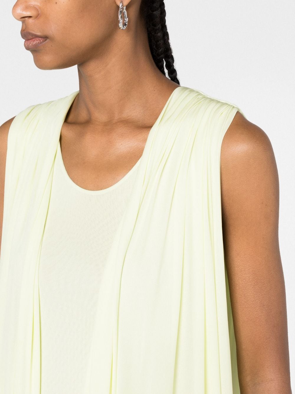 Jil Sander Draped Layered Viscose Maxi Dress Yellow