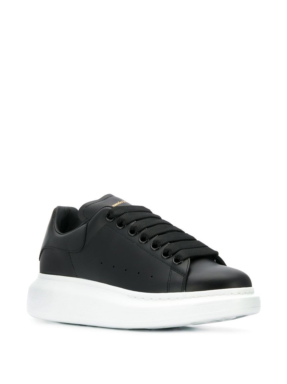 Alexander Mcqueen Oversized Leather Low-Top Sneakers in Black