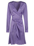 Silk95Five V-Neck Knot-Waist Short Silk Dress Lilac