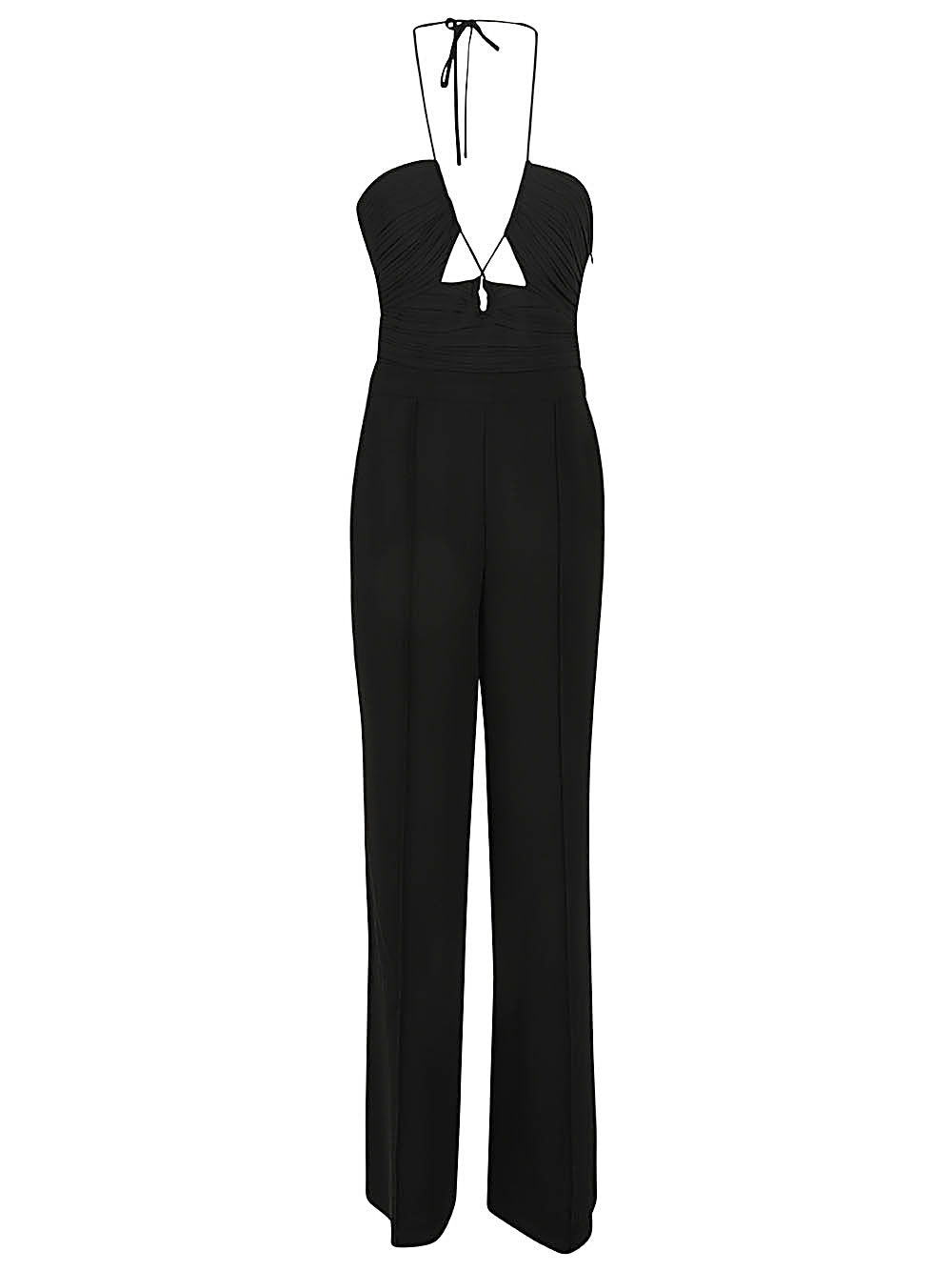 Jonathan Simkhai Gala Cut-Out Plissé Wide-Leg Jumpsuit Black