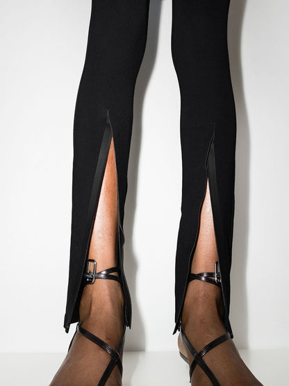 032C Front zip leggings Black