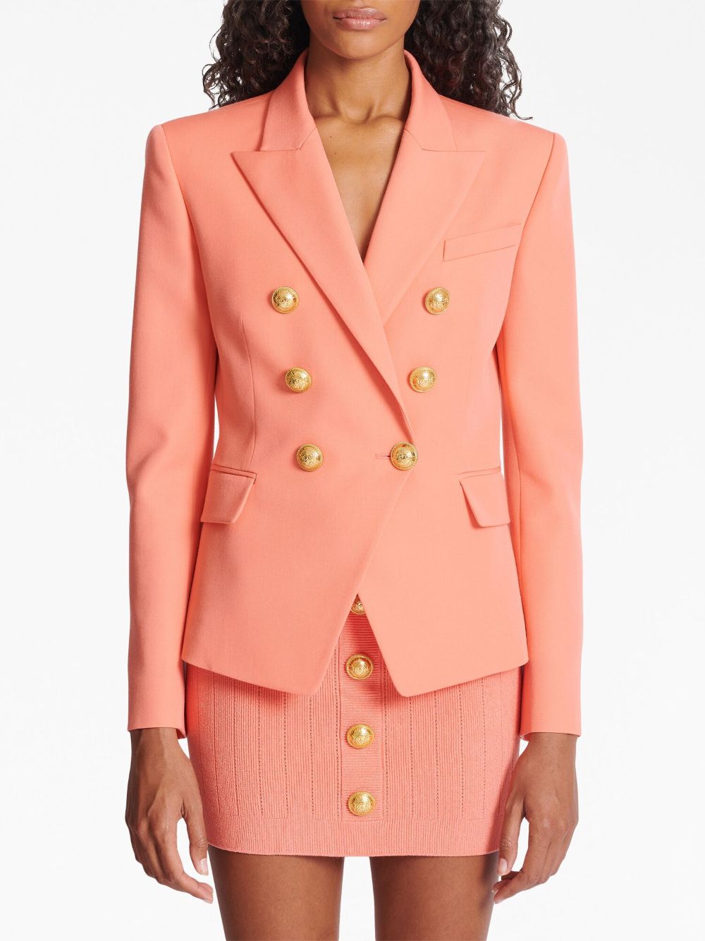 Balmain Double-breasted wool blazer Pink