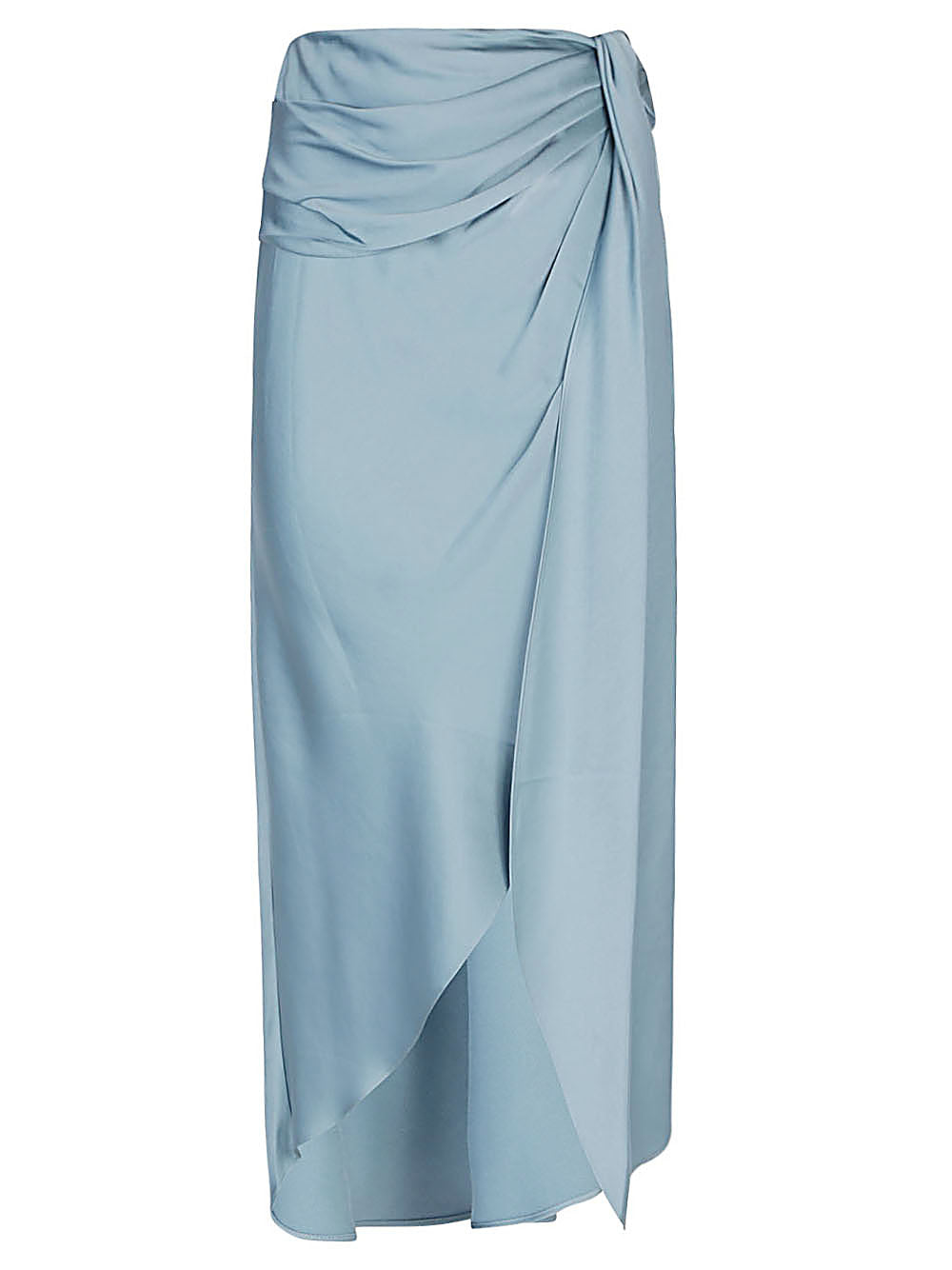 Jonathan Simkhai Elisabetta Draped Satin Midi Skirt Clear Blue