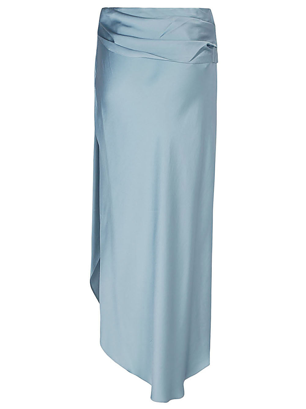 Jonathan Simkhai Elisabetta Draped Satin Midi Skirt Clear Blue