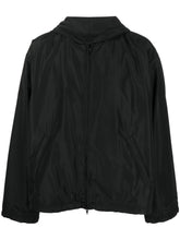 Balenciaga Logo-Print Hooded Nylon Windbreaker Black