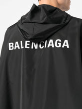Balenciaga Logo-Print Hooded Nylon Windbreaker Black
