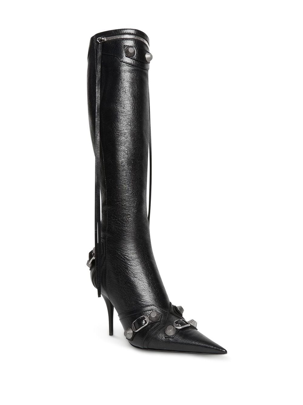 Balenciaga Cagole 90mm Knee-High Lambskin Boots Black