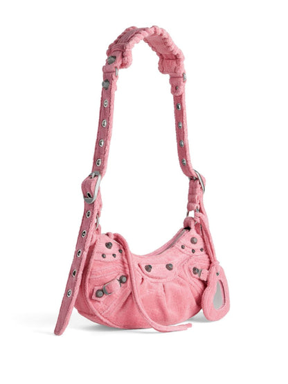 Balenciaga Le Cagole XS Denim Shoulder Bag in Flamingo Pink