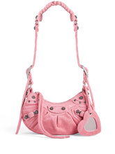 Balenciaga Le Cagole XS Denim Shoulder Bag in Flamingo Pink