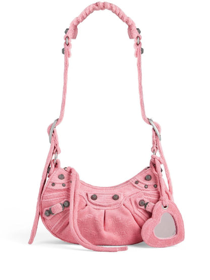 Balenciaga Le Cagole XS Denim Shoulder Bag in Flamingo Pink