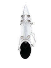 Balenciaga Cagole 90mm Metallic Calf Leather Ankle Boots Silver