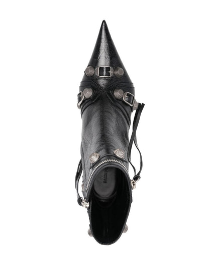 Balenciaga Cagole 90mm Crinkled Leather Ankle Boots Black