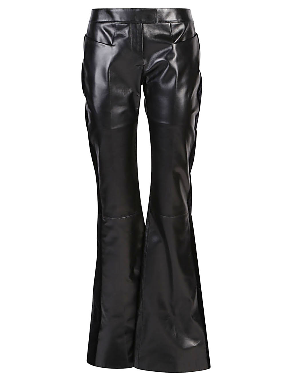 Tom Ford Flared Velvet and Leather Trousers Black Black