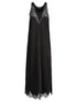 Balenciaga Lace-Trim Asymmetric Long Slip Dress Black