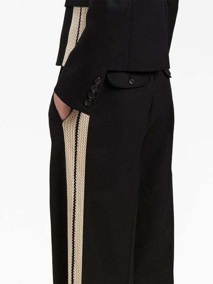 Palm Angels Knit Tape Straight Trousers Black